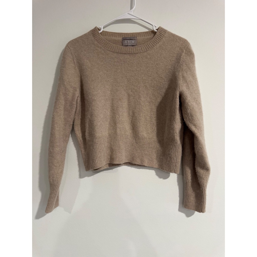 Fall J.Crew Cropped Cashmere Sweater‎ Womens XL Tan Quiet Luxury neutral